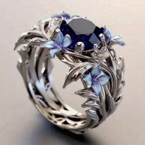 Vintage Iris Floral Bloom Antique Ring